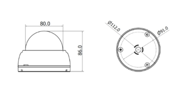 IDC-1004MIR ドーム型 IPカメラ 外観図